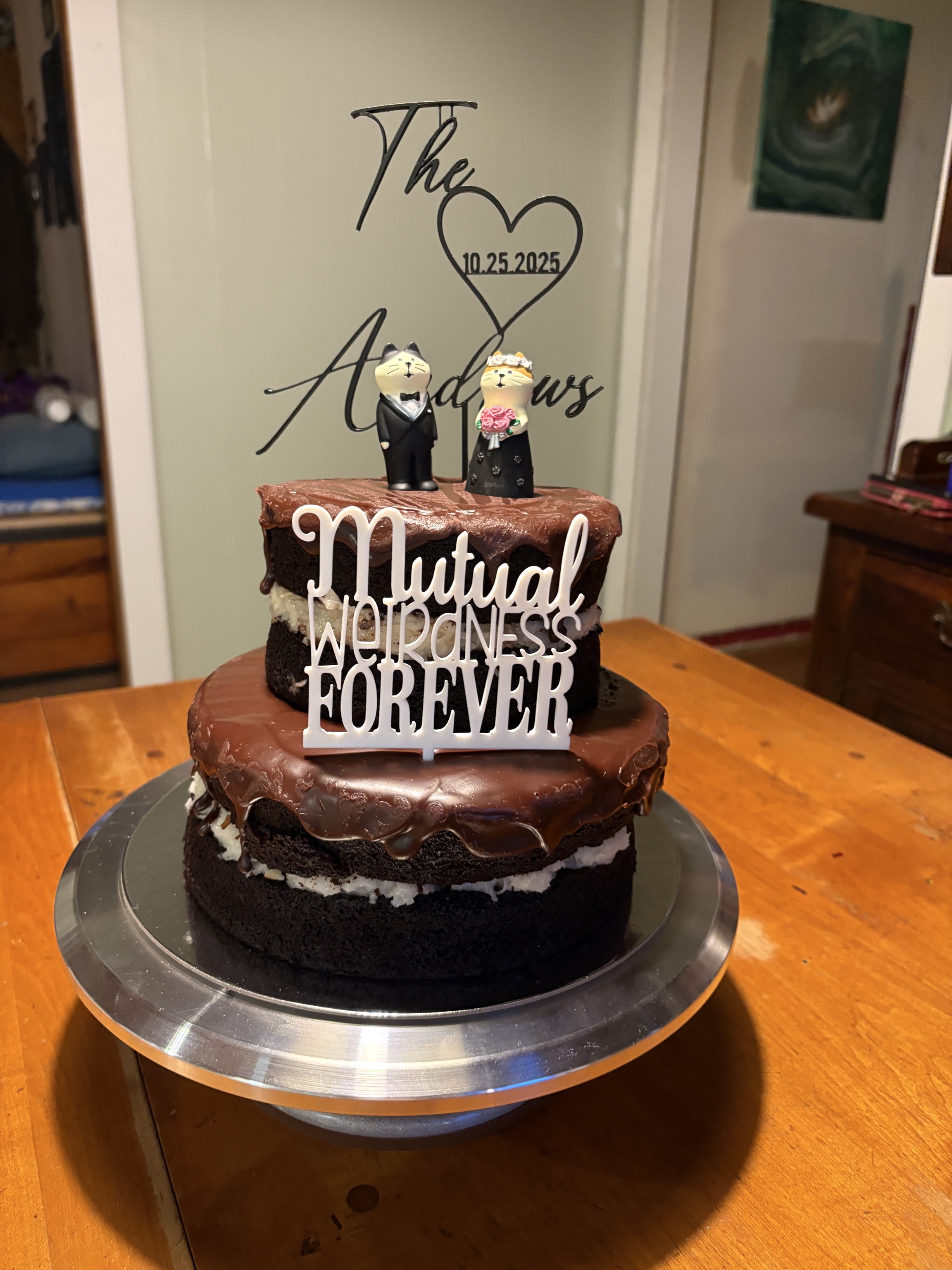 Wedding cake with custom topper